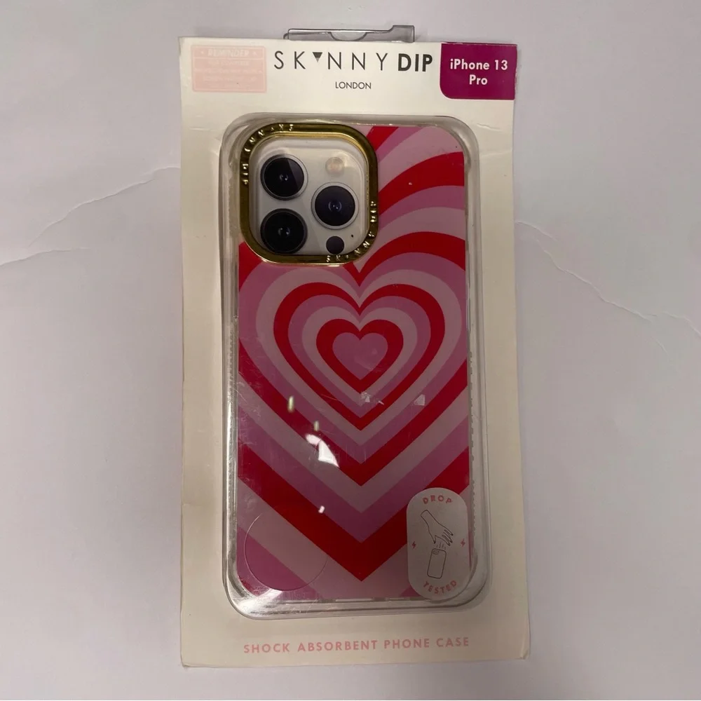 NIB SkinnyDip London Pink Heart iPhone13 Pro Case DropTested Valentine Case - Picture 1 of 3